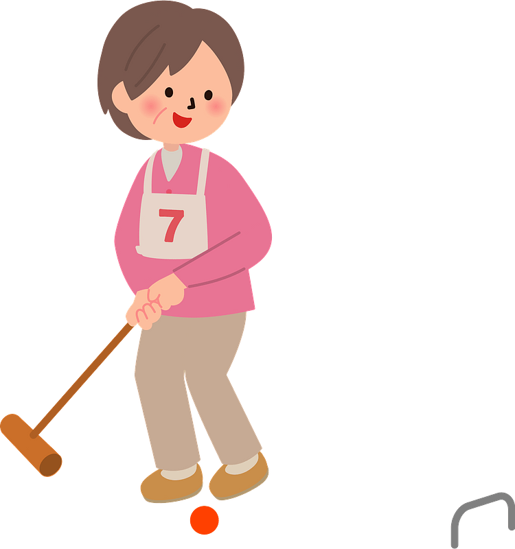 Senior Woman Gateball Sports Clipart - Cartoon - Png Download (750x800), Png Download