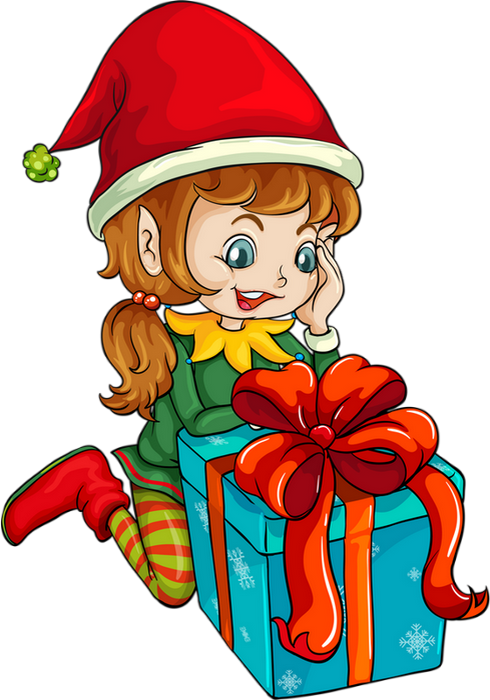 Personnage De Noël & Cadeau - Christmas Elf Png Gif Clipart (490x700), Png Download