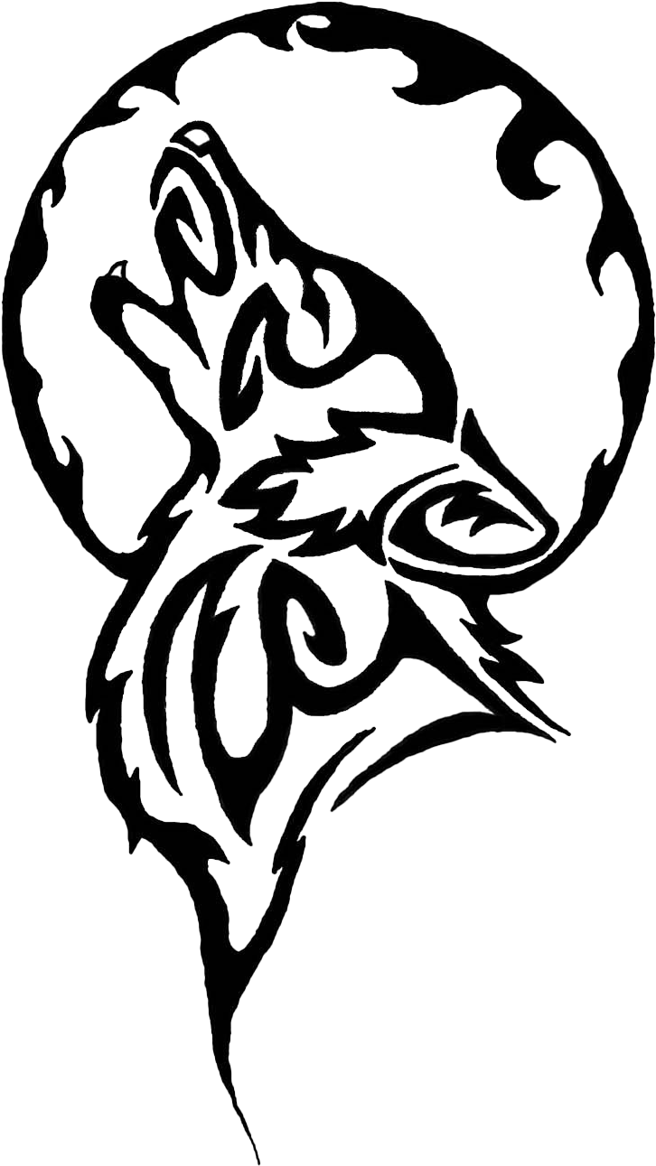 Tribal Tattoos Png Image Free Download - Wolf Howling At The Moon Coloring Pages Clipart (928x1500), Png Download