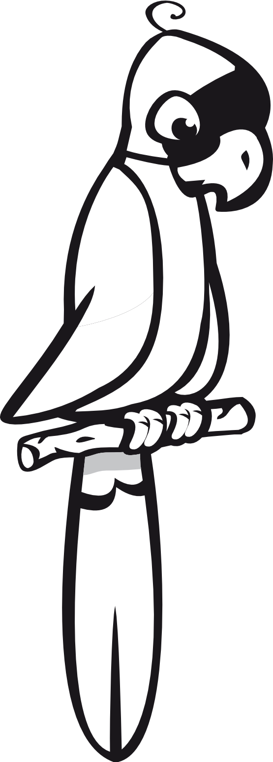 Parrot - Clipart - Perch Black And White Clipart - Png Download (555x1547), Png Download