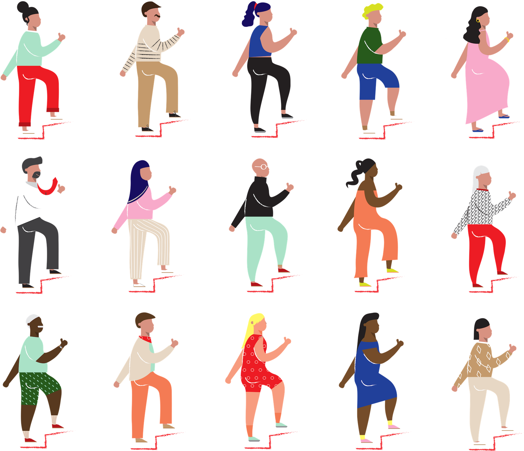 Dibujos De Diferentes Tipos De Personas Clipart (1800x1567), Png Download
