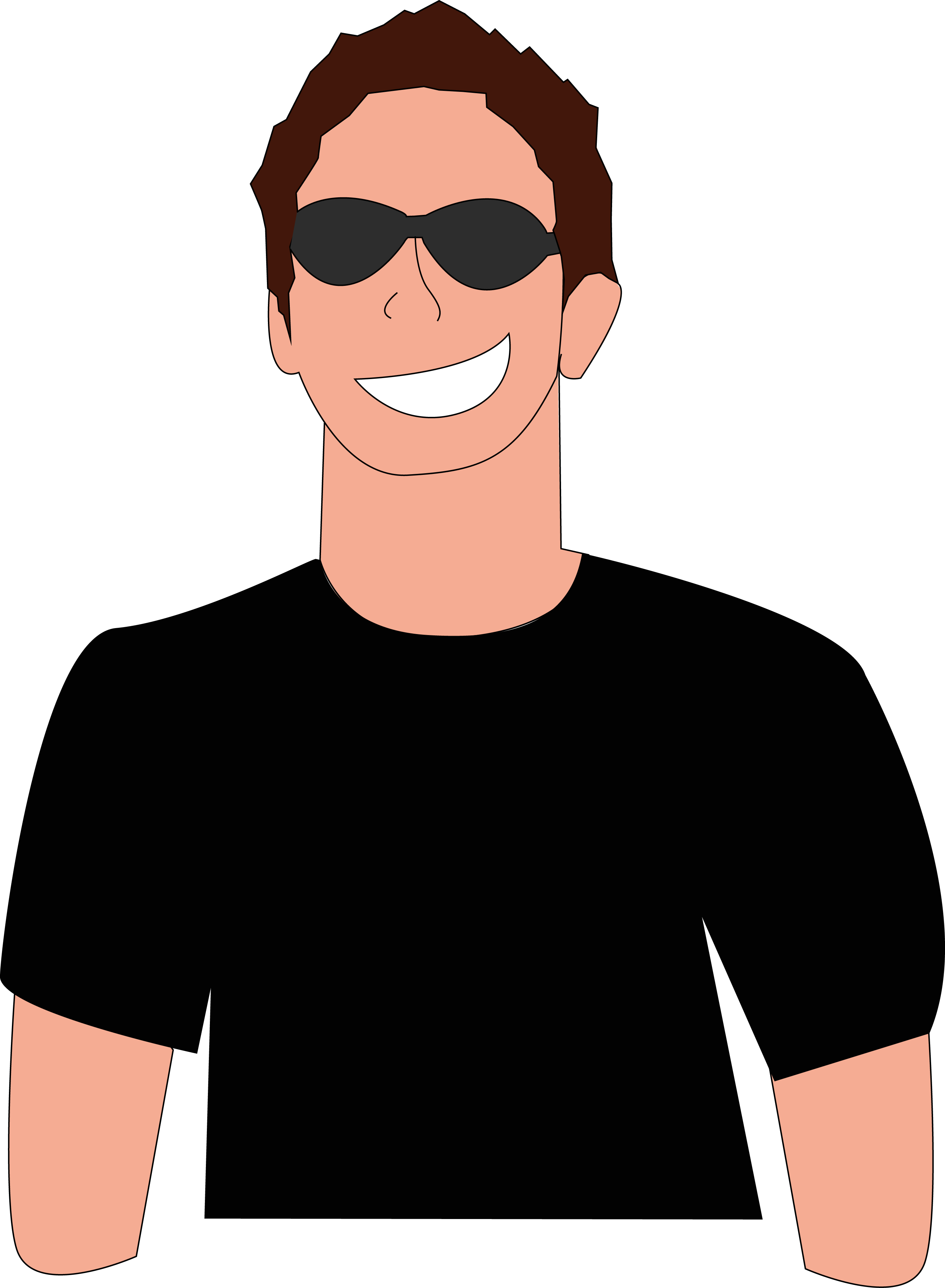 Cartoon Man With Sunglasses Clipart (2850x3884), Png Download