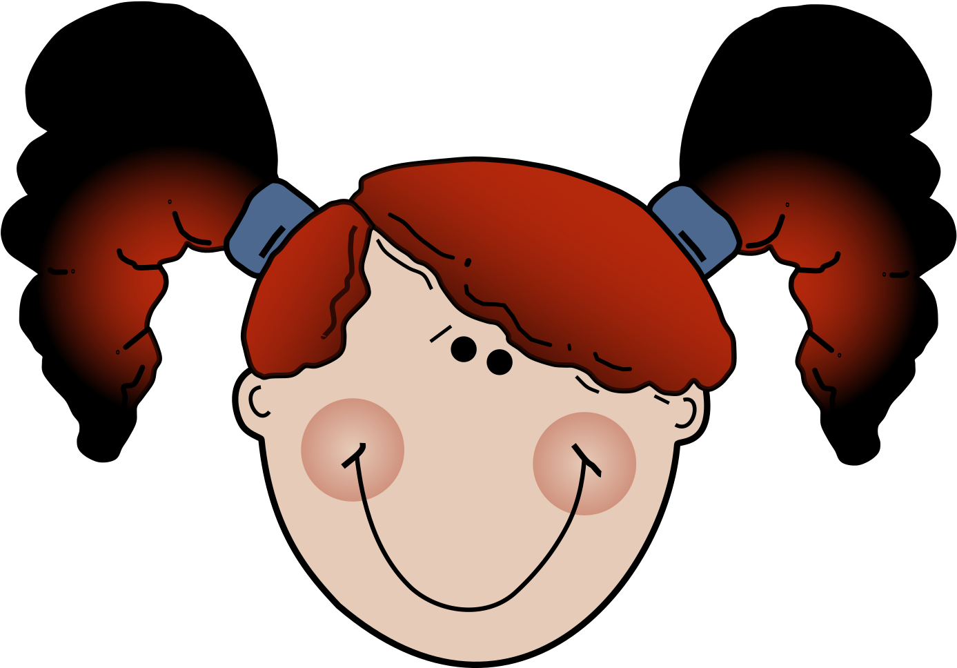 Kid Girl Ponytails Cartoon Clipart (1600x1600), Png Download