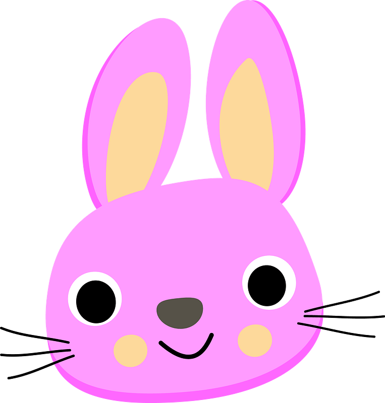 Pink Rabbit Face Clipart - Pink Bunny Clip Art - Png Download (763x800), Png Download