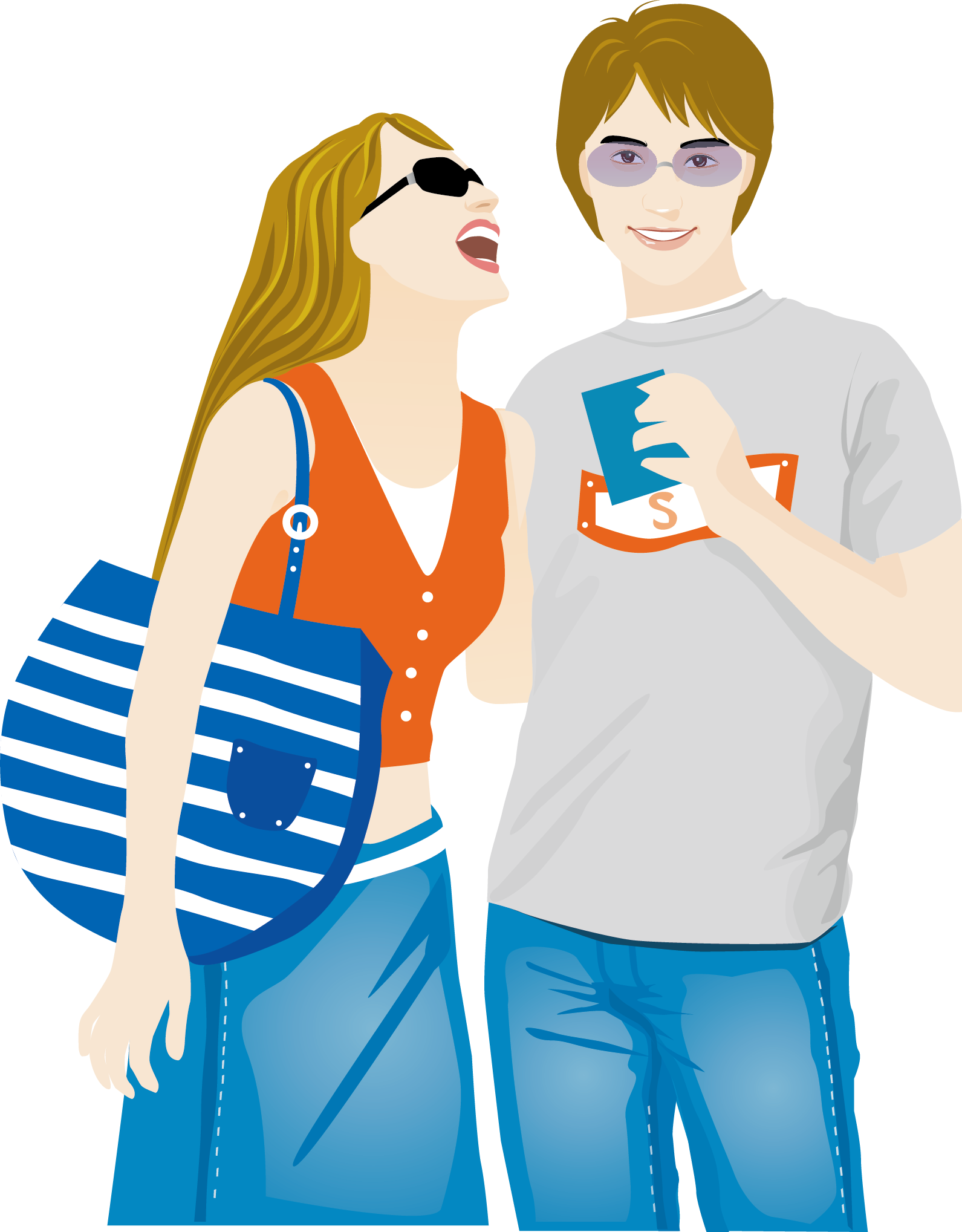 Shopping Transparent Couple - Couple Shopping Cartoon Png Clipart (1591x2037), Png Download