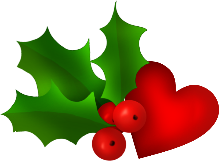 #christmas #december #holly #greenandred #heart #mydrawing Clipart (932x688), Png Download