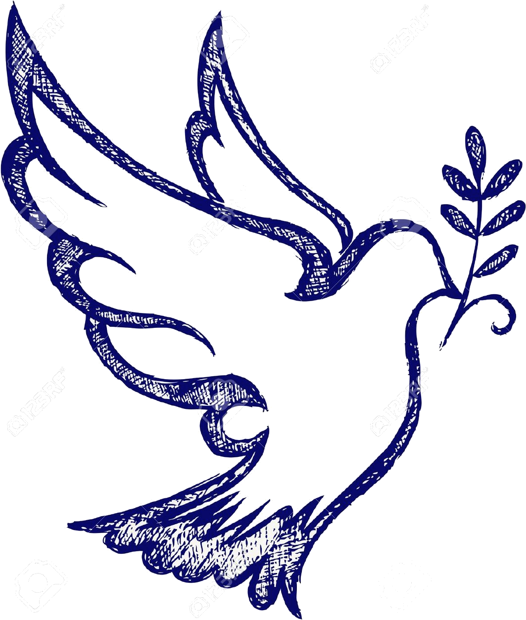 Doves As Symbols Holy Spirit - Holy Spirit Dove Drawing Clipart (1112x1300), Png Download