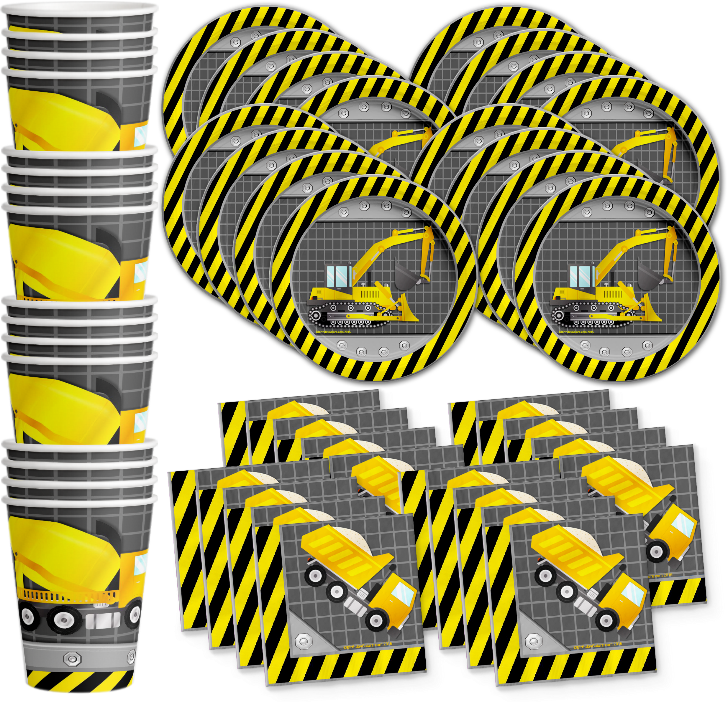 Construction Trucks Birthday Party Supplies Clipart (2500x2500), Png Download