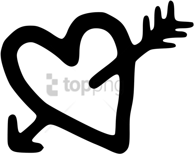 Free Png Download Heart And Arrow Drawing Png Images - Black And White Transparent Background Heart Clipart (670x532), Png Download