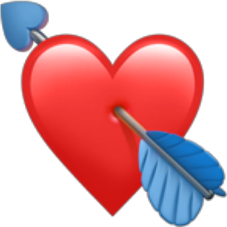 Red Emoji Heart Redheart Cupidon Redemoji Arrow Heartan - Heart With Arrow Emoji Png Clipart (883x883), Png Download