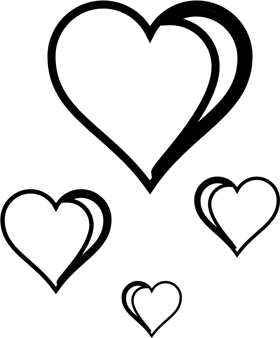 Line Of Hearts Clip Art - Love Heart Clipart Black And White - Png Download (999x1198), Png Download