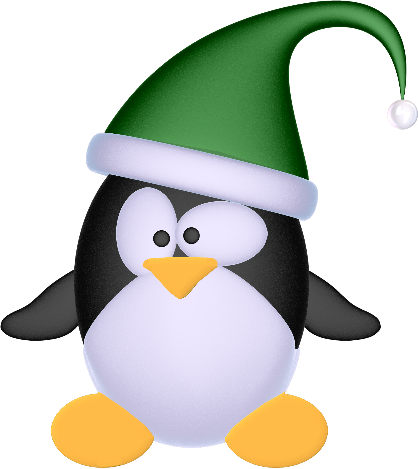 Penguin With Green Hat Clipart - Png Download (1420x1590), Png Download