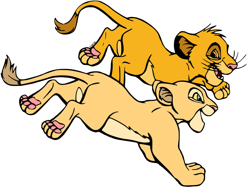 Simba And Nala Running Clipart (792x602), Png Download
