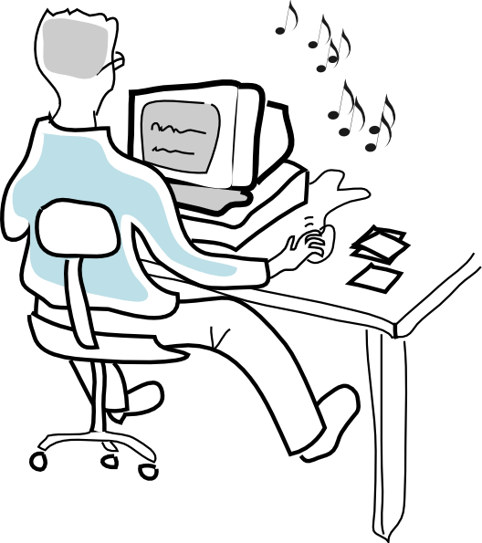 Computer User Burning Music Cds Clip Art Free Vector - Clipart Listening To Music With Computer - Png Download (528x595), Png Download