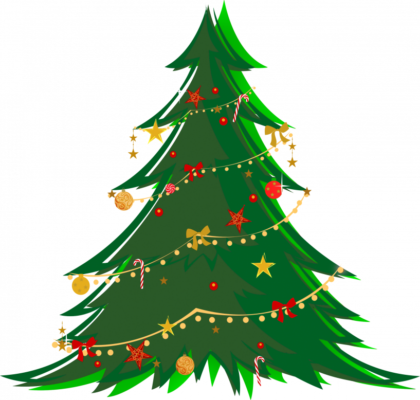 Transparent Hanging Ornament Clipart - Christmas Tree With Santa - Png Download (817x778), Png Download