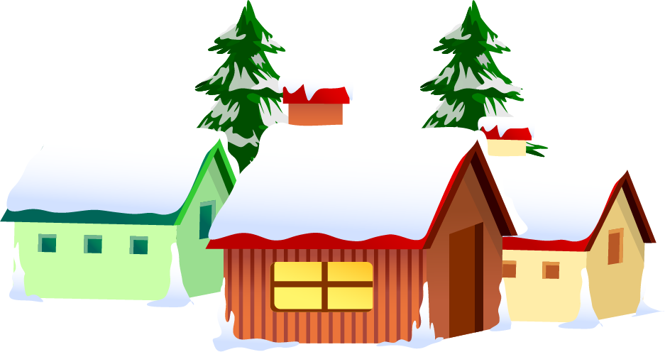 Rudolph Reindeer Santa Claus Christmas Drawing - House Cartoon In Snow Png Clipart (937x496), Png Download