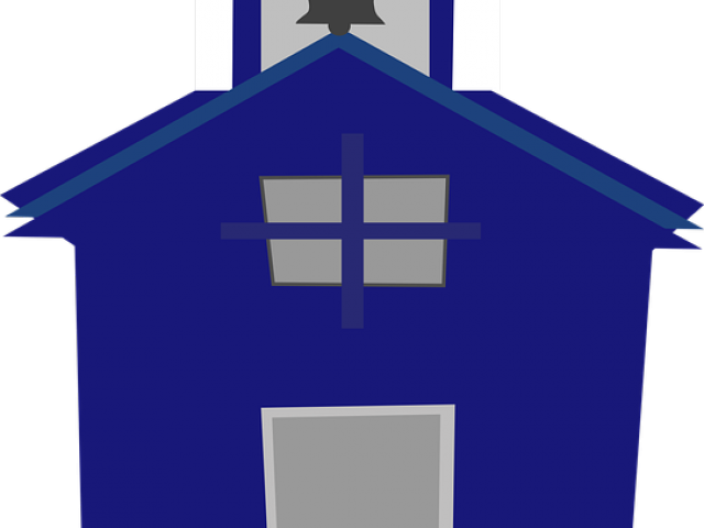 Towers Clipart House - Blue School House Clipart - Png Download (640x480), Png Download
