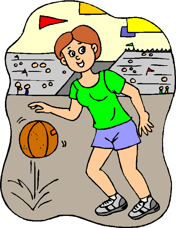 Girl Playing Basketball - Basketball Clipart (570x736), Png Download