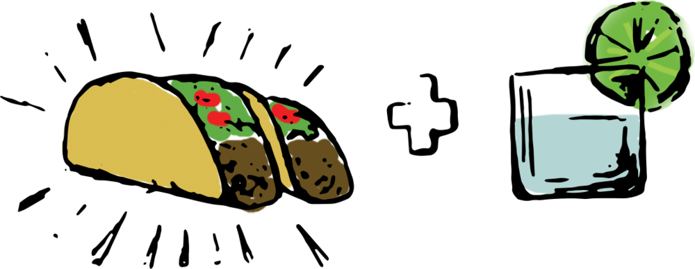 Tacos-tequila - Taco Clipart (1000x388), Png Download