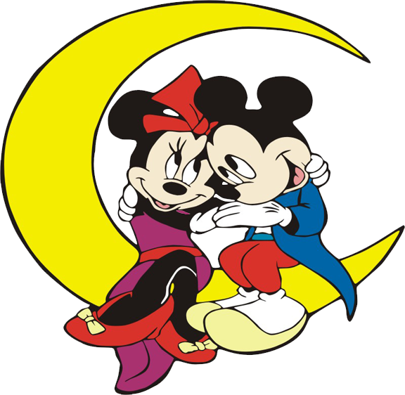Mickey Clipart Overalls - Mickey And Minnie On The Moon - Png Download (576x562), Png Download