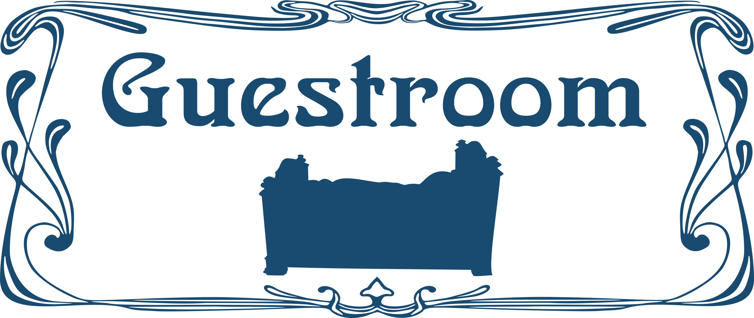 Guestroom Door Sign By @moini, Door Sign For Your Guest - Clip Art Bathroom Sign - Png Download (2400x1014), Png Download