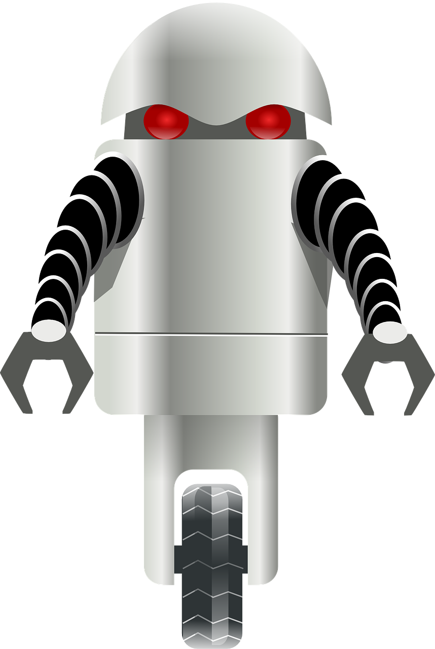 Free Menacing Robot Clip Art - Robot On One Wheel - Png Download (555x828), Png Download