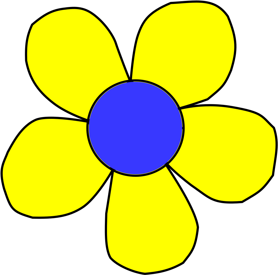 Blue Flower Clipart Flower Head - Yellow And Blue Cartoon Flower - Png Download (600x594), Png Download