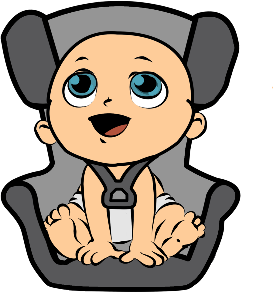 Baby Images Comedy - Baby Seat Belt Cartoon Clipart (894x894), Png Download