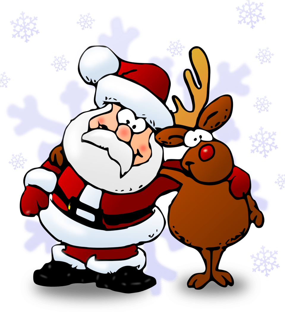 Clipart - Santa And Rudolph Cartoon - Png Download (700x800), Png Download