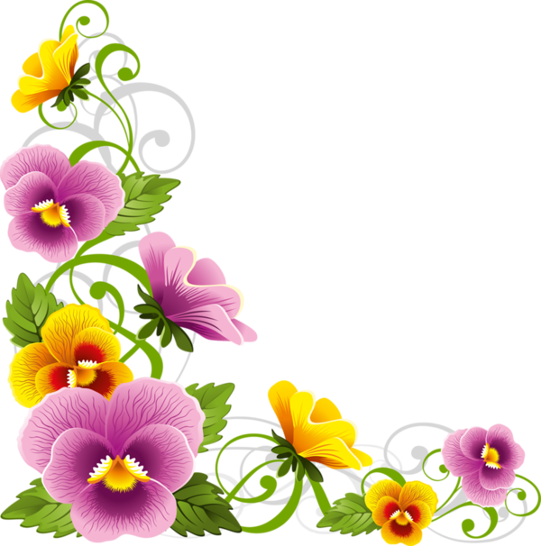 Download Flower Corner Border Png Clipart Borders And - Flower Borders Corner Png Transparent Png (600x606), Png Download