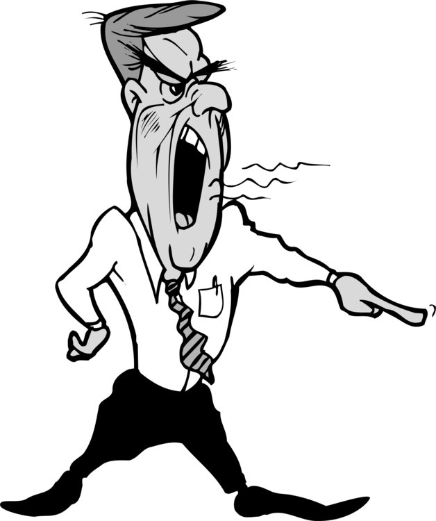 Shouting Man Line Art Person Human Behavior - Boss Clipart (628x750), Png Download