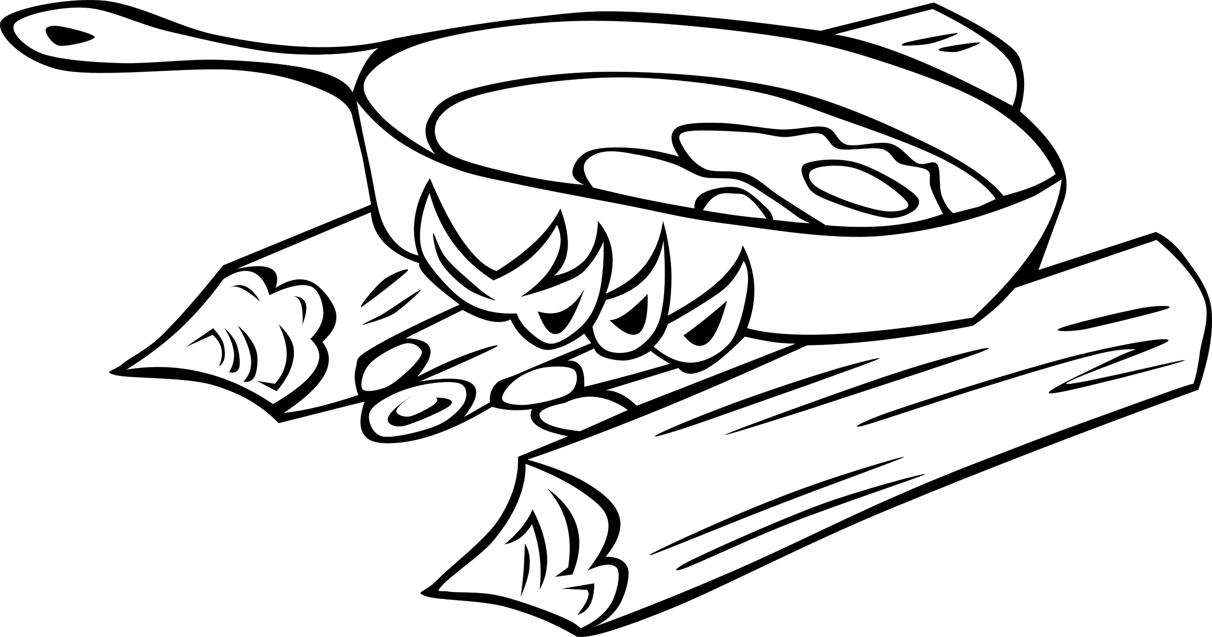 Campfire - Cooking - Clipart - Fry Clipart Black And White - Png Download (1979x1042), Png Download