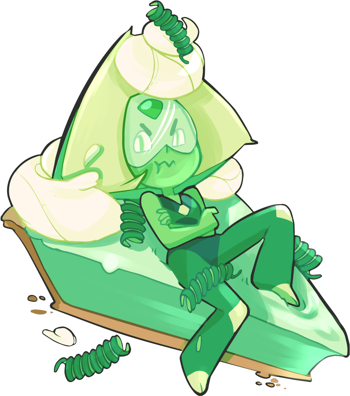 Angry Slice Of Key Lime Pie - Peridot Angry Little Slice Of Pie Clipart (1280x1452), Png Download