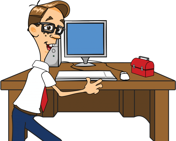 Pc Clipart Computer Nerd - کار کردن با کامپیوتر - Png Download (640x480), Png Download