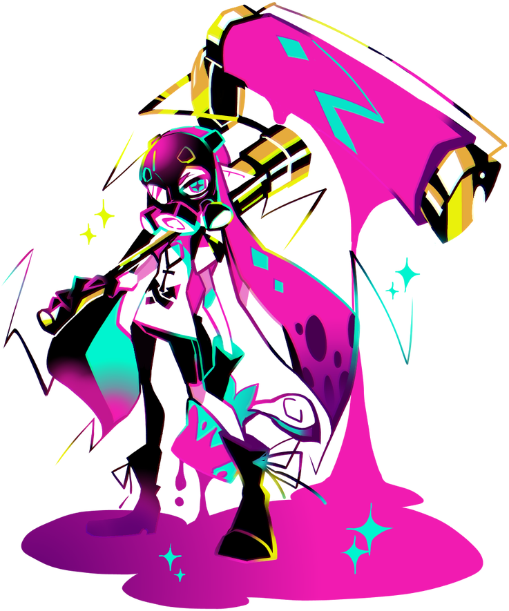 Anatomy/colors Nerd Art, Amakusa, Game Art, Videogames, - Inkling With Roller Clipart (898x919), Png Download