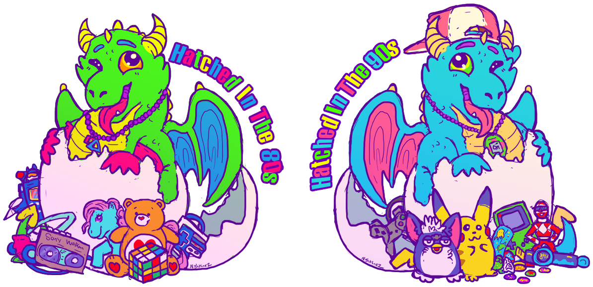 Hatched In The 80s & Hatched In The 90s Clipart (1200x584), Png Download