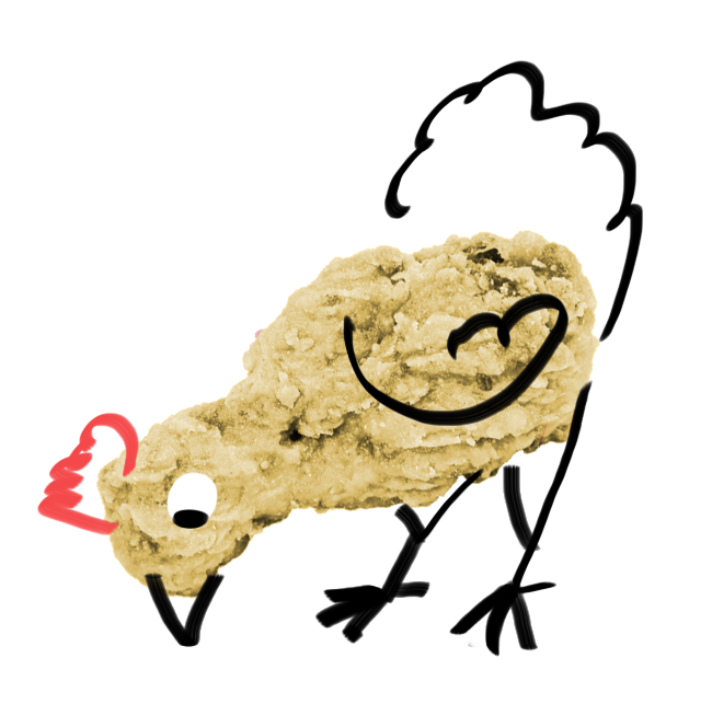 An Outline Of A Chicken Is Drawn Over A Picture Of - Chicken As Food Clipart (771x822), Png Download