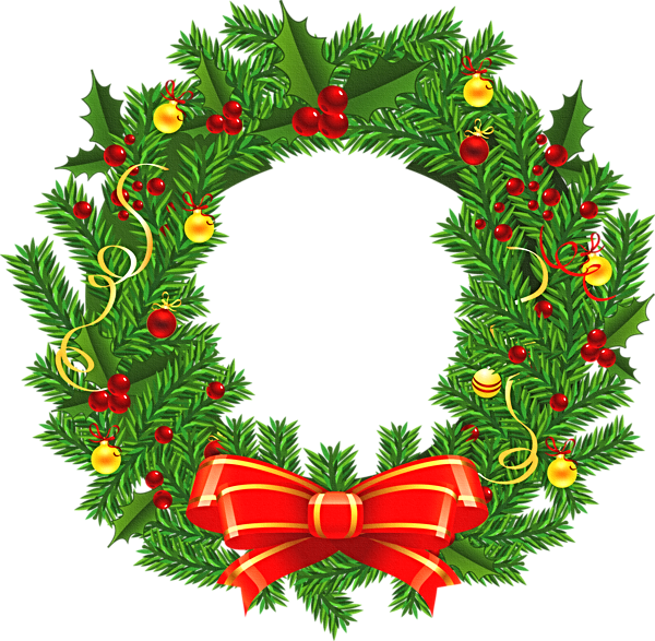 Christmas Wreath Png Clipart (600x587), Png Download