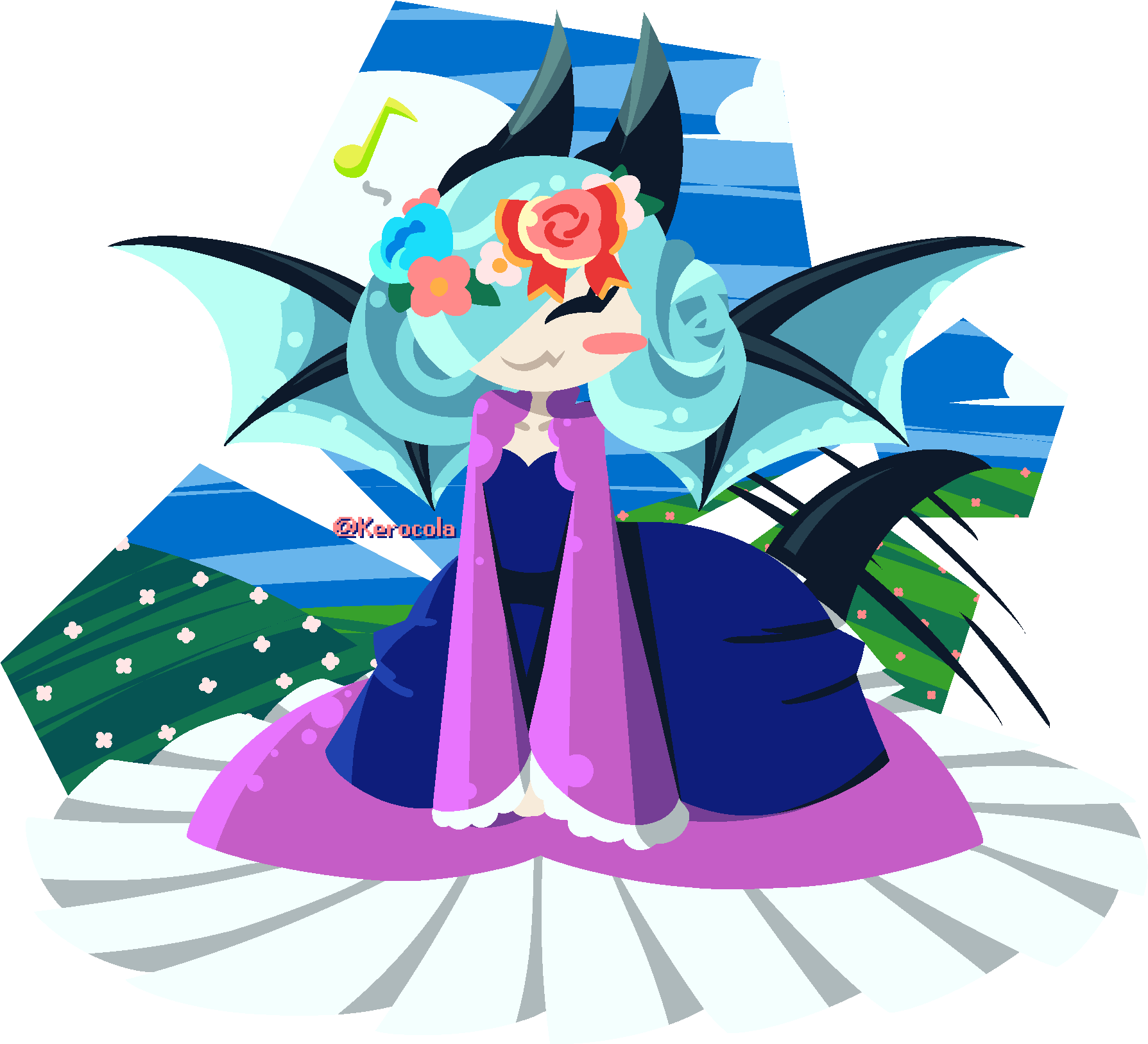 Fan Artsilke W/ A Flower Crown - Cartoon Clipart (1830x1732), Png Download