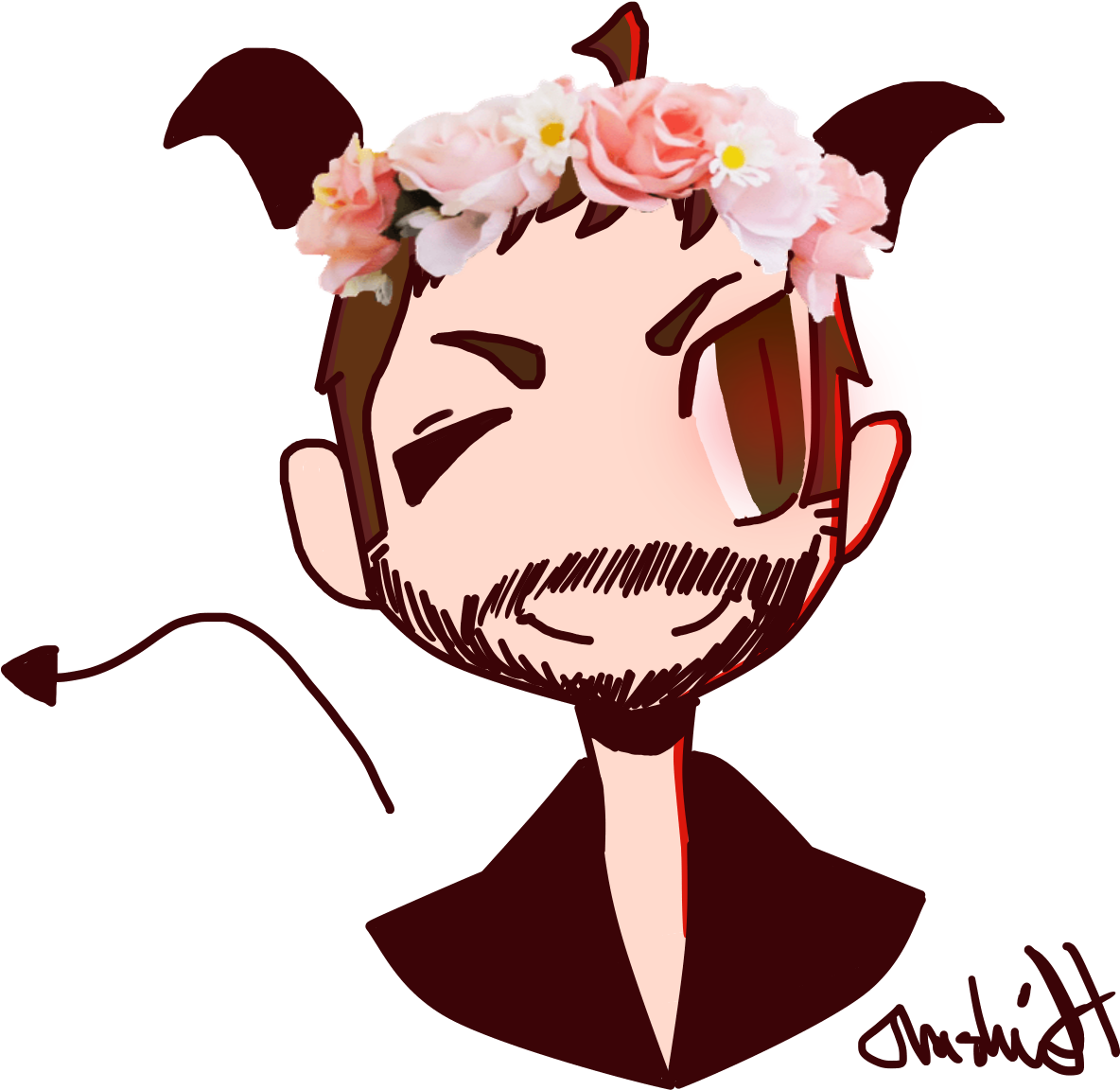 Its My Boi, Crowley, With A Flower Crown - Cartoon Clipart (1600x1200), Png Download