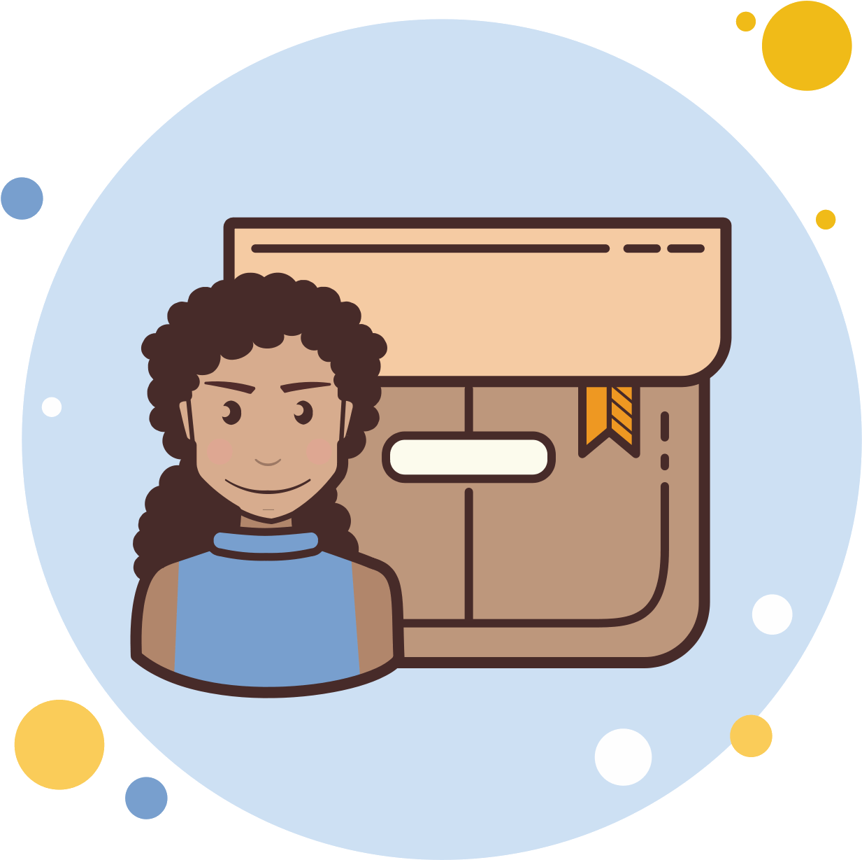 Long Curly Hair Girl Product Box Icon - Glasses Girl Png Free Clipart (1600x1600), Png Download