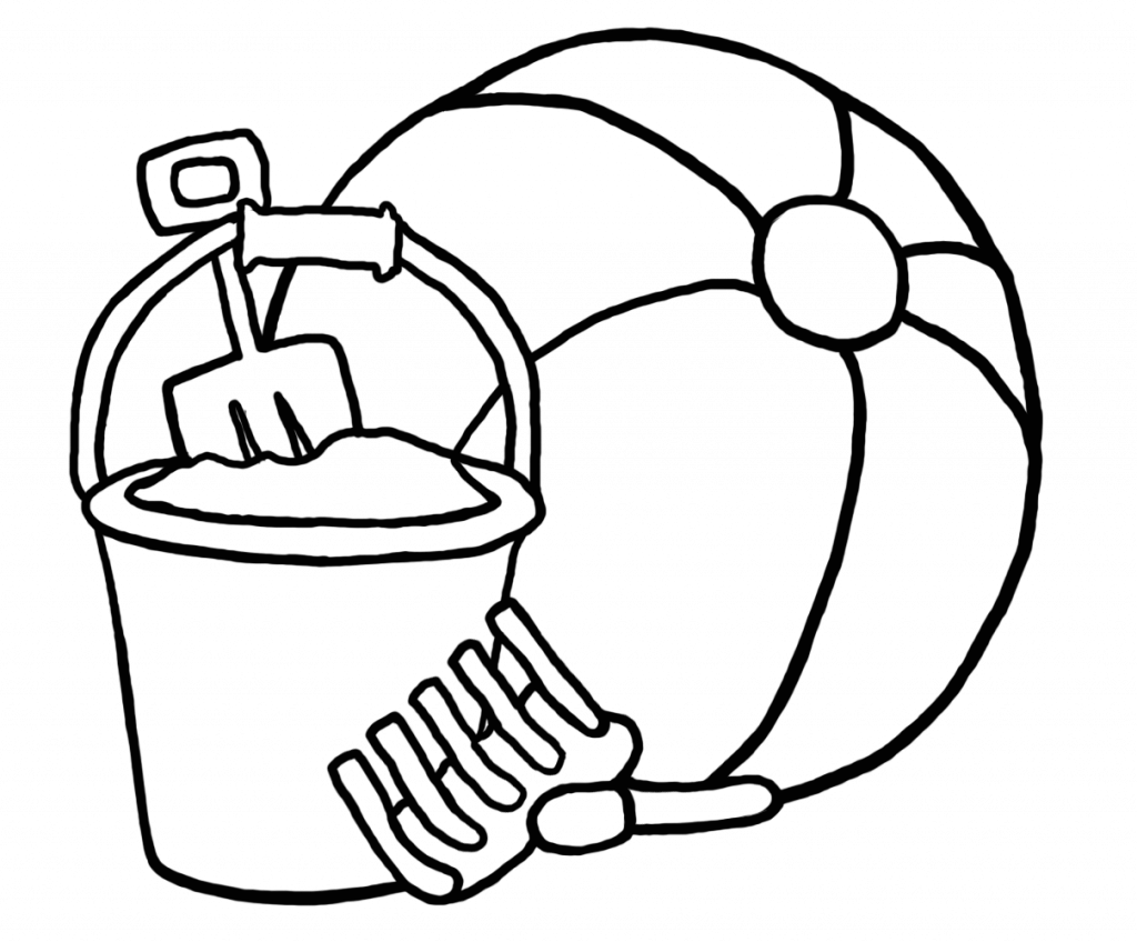 Clip Black And White Beach Pictures To Color Ataquecombinado - Beach Toys Coloring Pages - Png Download (1024x848), Png Download