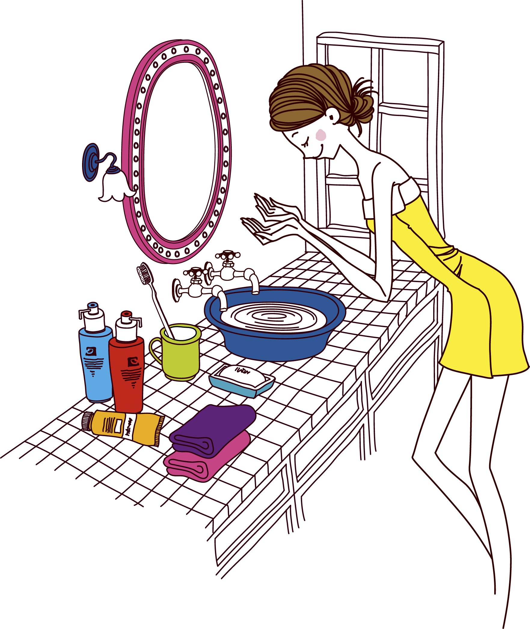 Royalty Free Clip Art - Girl Face Washing Illustration - Png Download (1763x2094), Png Download