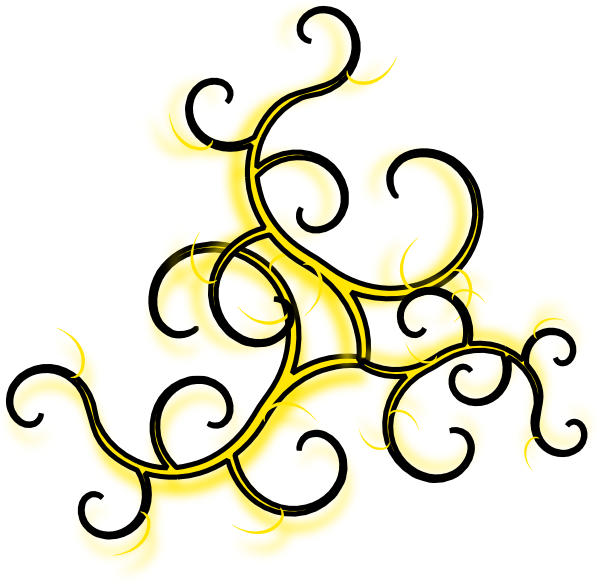 Yellow And Black Swirls Clipart (600x585), Png Download