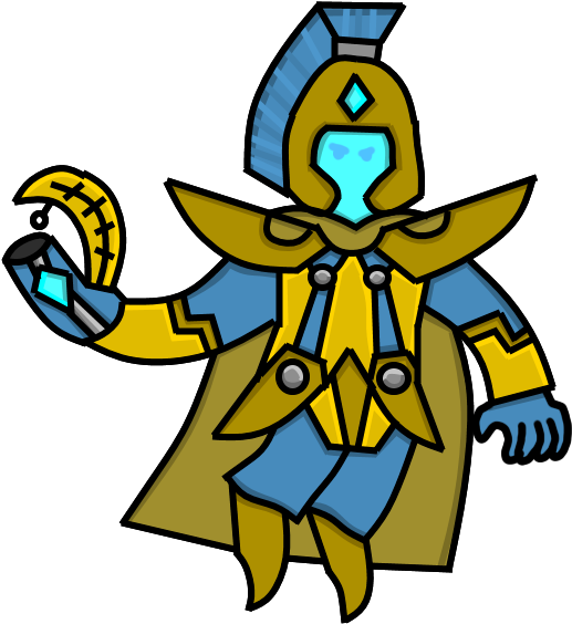 Appearance He Would Wear Gold And Blue Armor And Have Clipart (549x586), Png Download