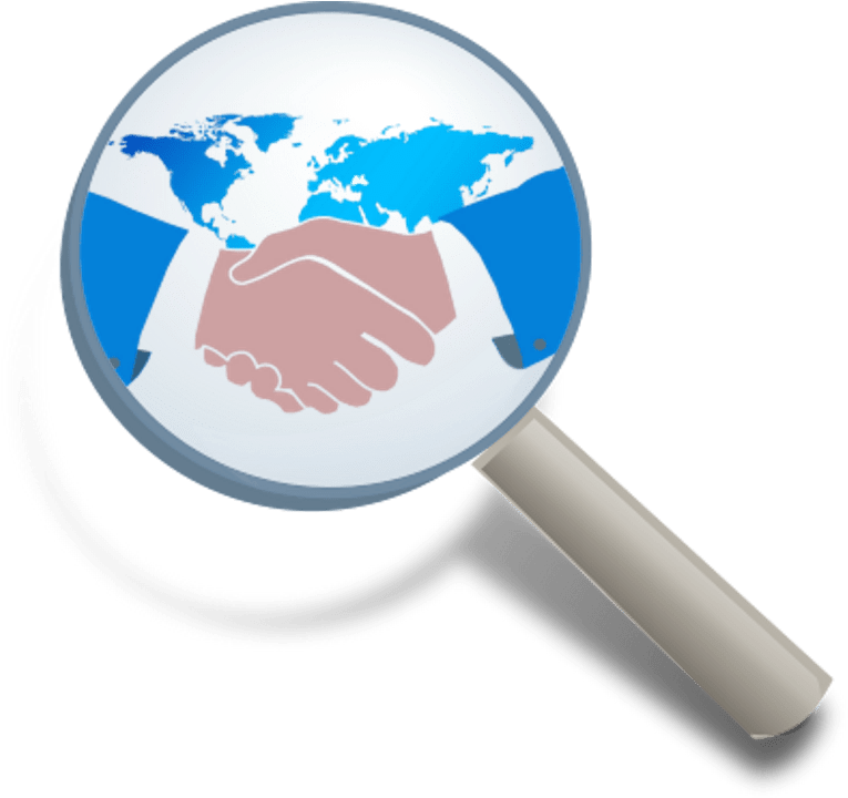 Magnifying Glass And Handshake - Diplomacy Clipart (776x722), Png Download