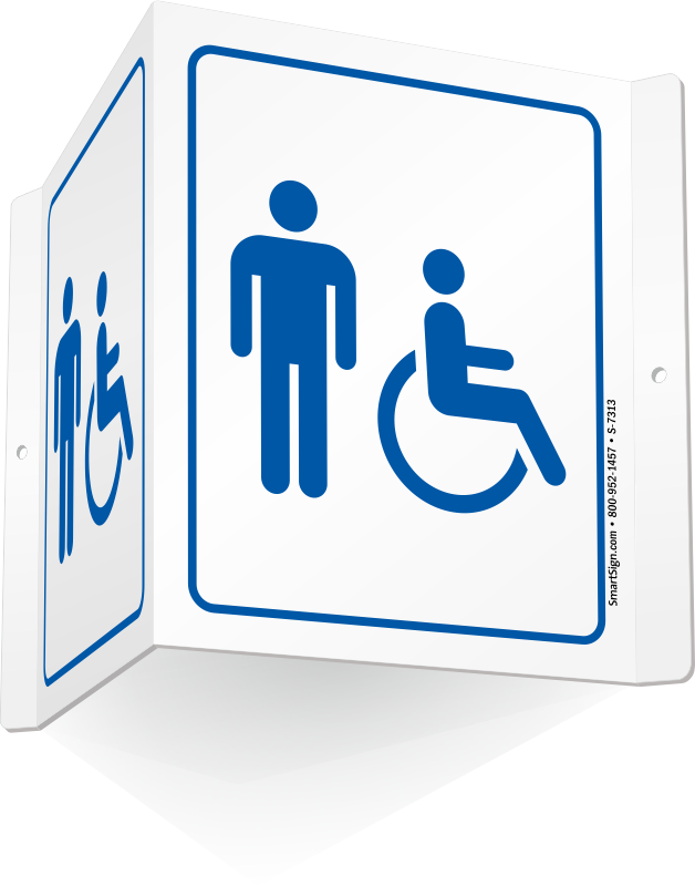 Male & Accessible Pictograms Restroom Projecting Sign - Smartsign By Lyle S-4574-av-06 Handicapped Accessible Clipart (628x800), Png Download