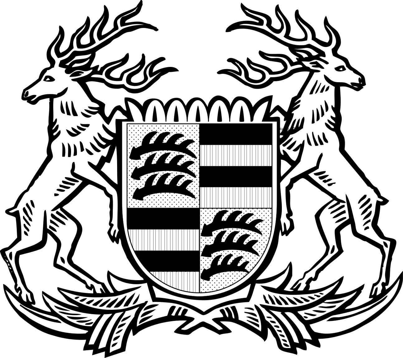 Wappen Volksstaat Württemberg - Antler Coat Of Arms Clipart (1294x1150), Png Download