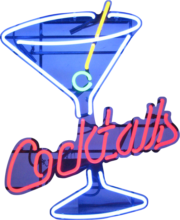 Neon Sign Clipart Transparent - Cocktails Neon Sign Png (578x707), Png Download