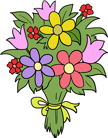 How To Draw Flower Bouquet - Easy Flower Bouquet Drawing Clipart (680x678), Png Download